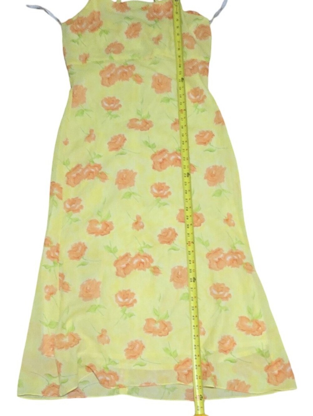 Lush Floral Yellow Midi Dress Crossback Straps Cottage Feminine Festival Light - Picture 2 of 11